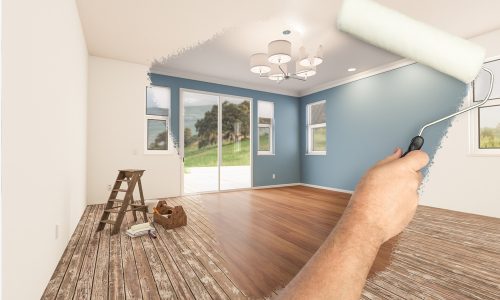 Before,And,After,Of,Man,Painting,Roller,To,Reveal,Newly